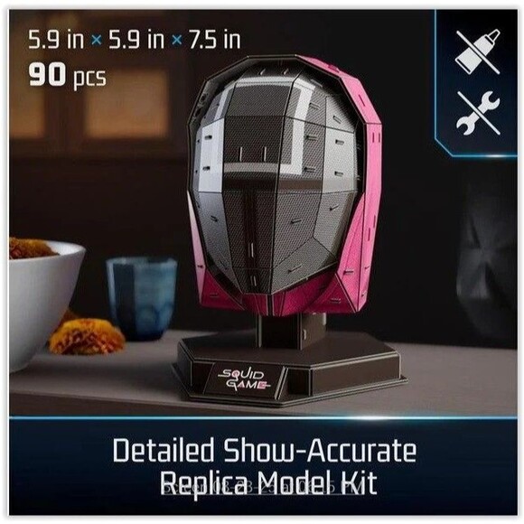 Squid Games Manager Mask 3D Model Kit 4D Build, Puzzle Netflix w Stand NEW - Picture 8 of 11